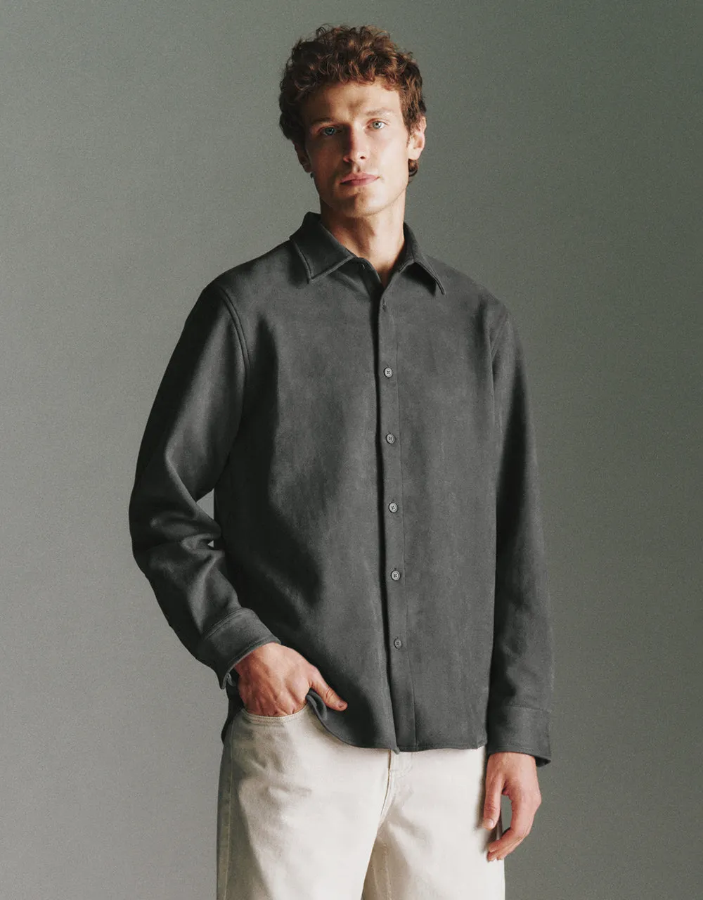 Button Up Vegan Leather Shirt sold by Urban Revivo