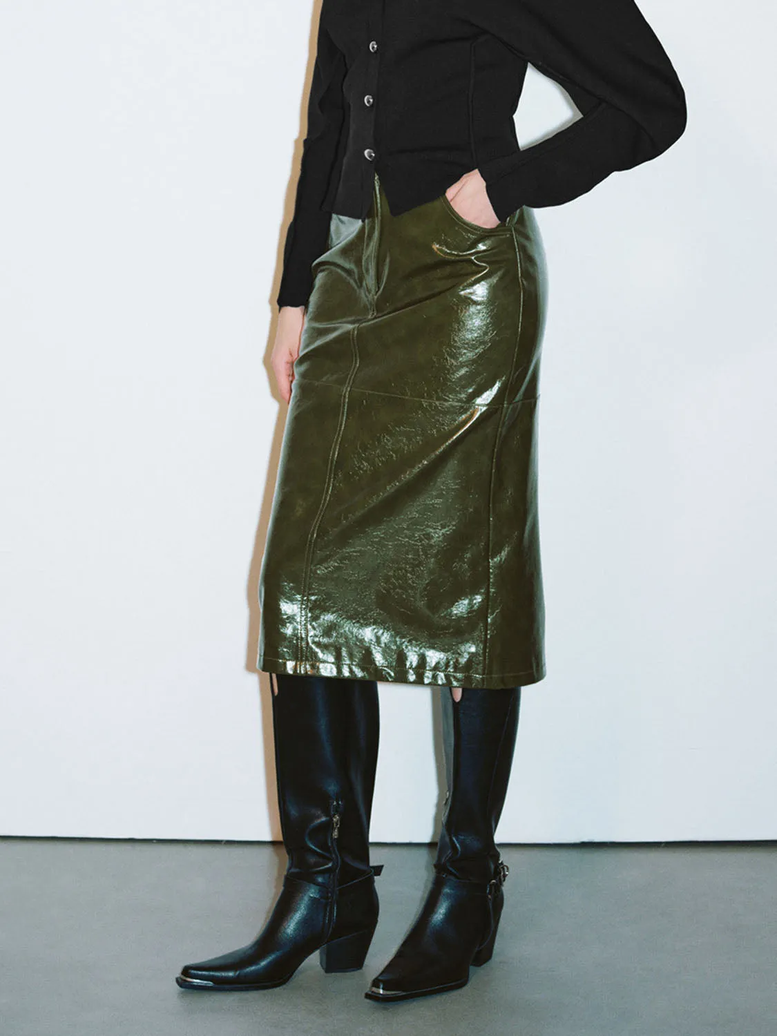 Vegan Leather Straight Skirts sold by Urban Revivo product image thumbnail 2