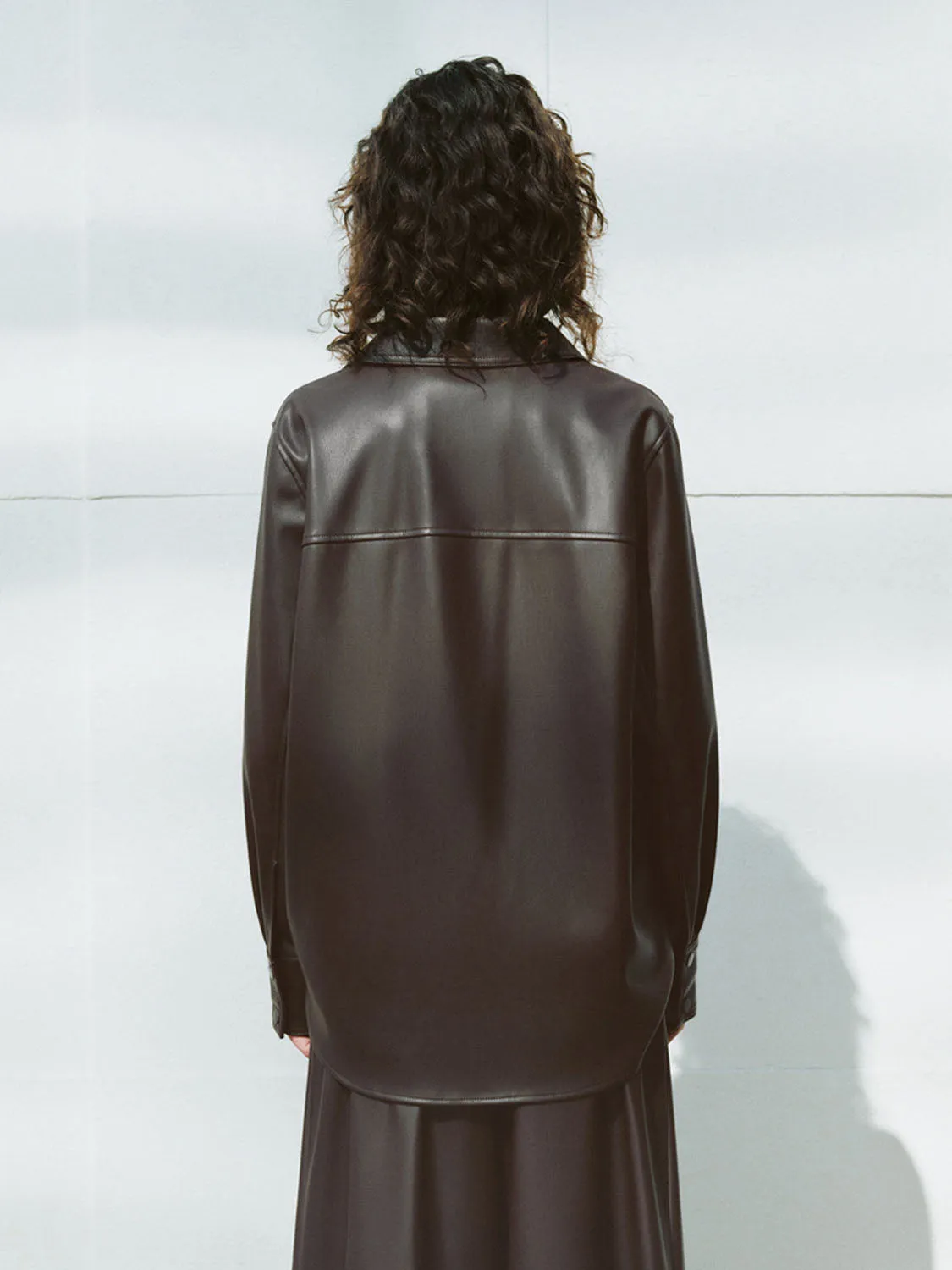 Vegan Leather Long Sleeve Shirts sold by Urban Revivo product image thumbnail 2