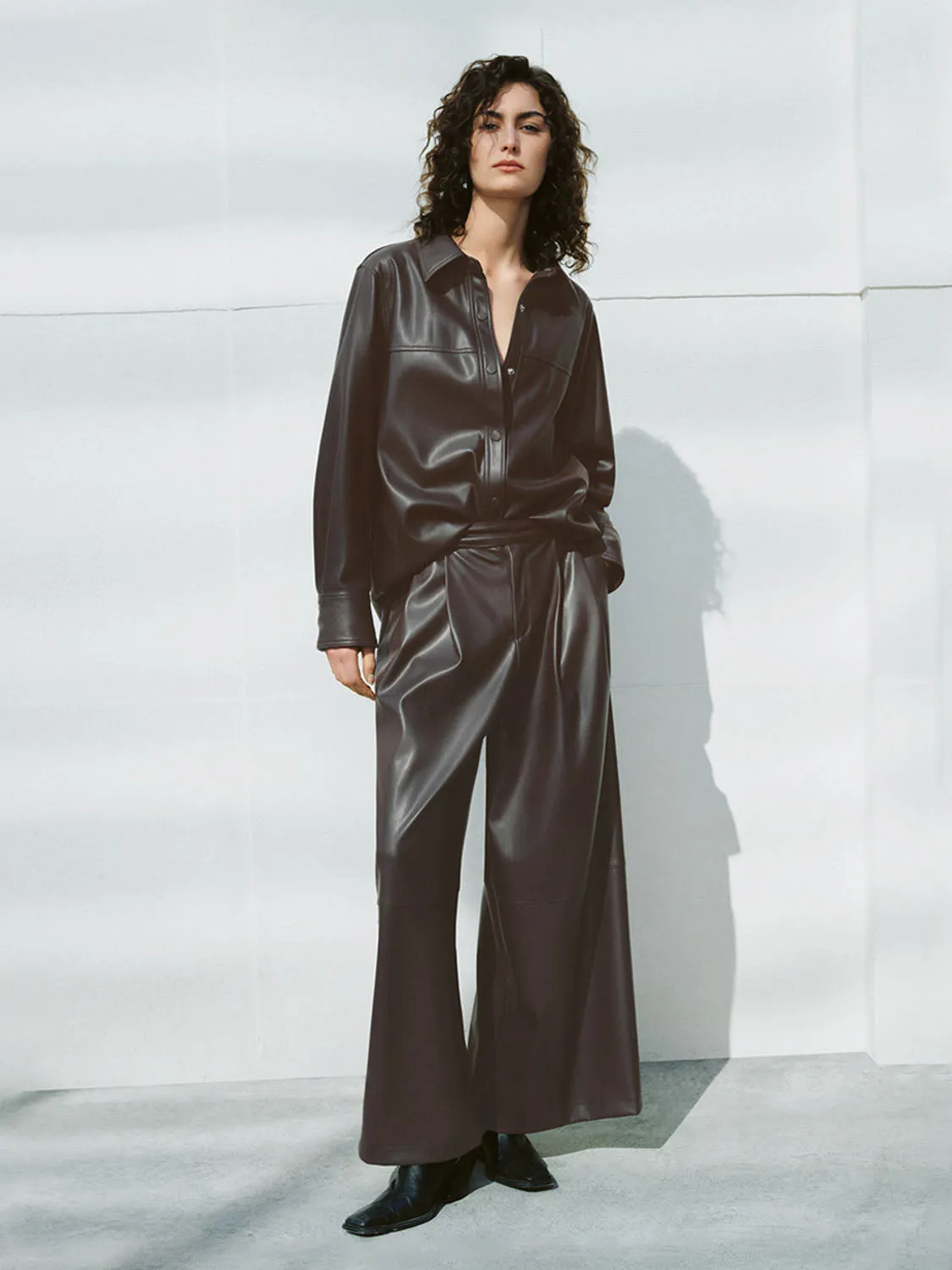 Vegan Leather Long Sleeve Shirts sold by Urban Revivo product image thumbnail 4