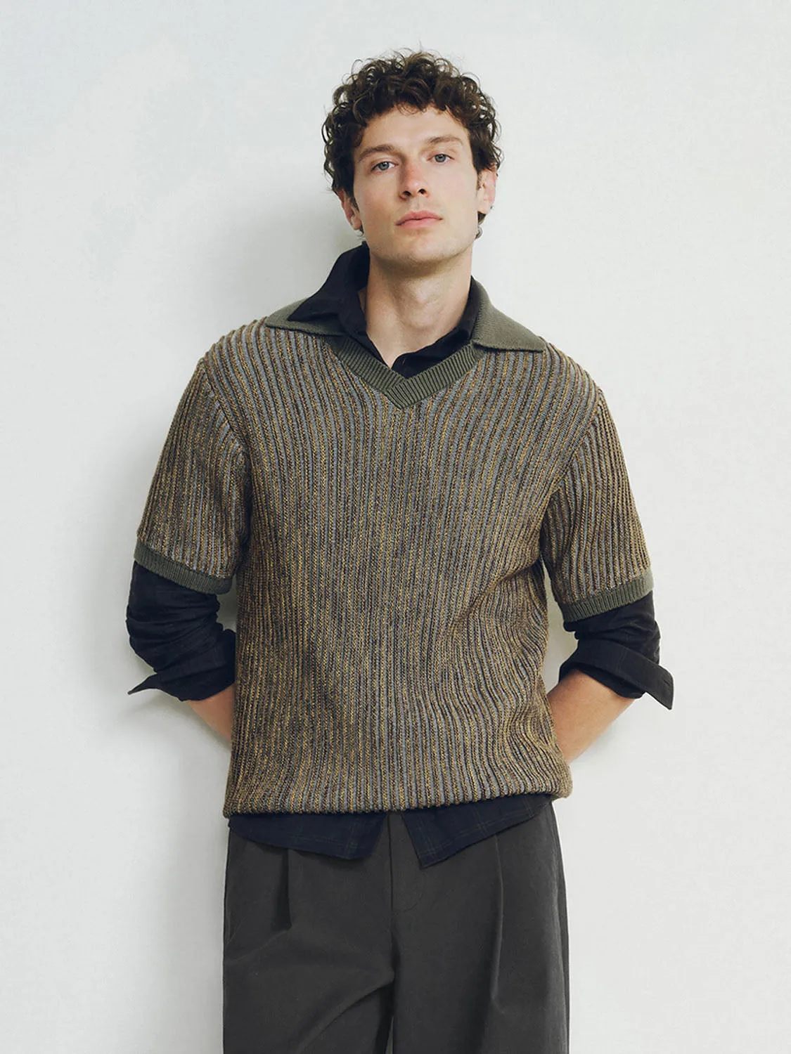 Lapel Knitted T-Shirts sold by Urban Revivo