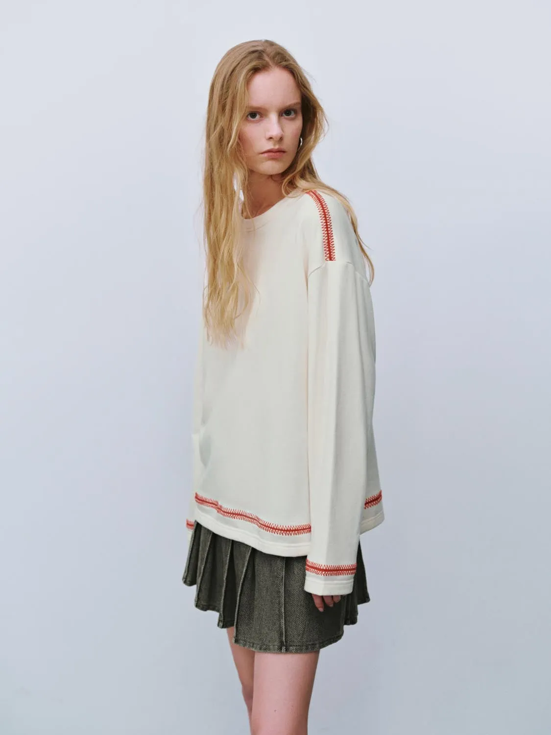 Crew Neck Loose Sweatshirts sold by Urban Revivo product image thumbnail 2