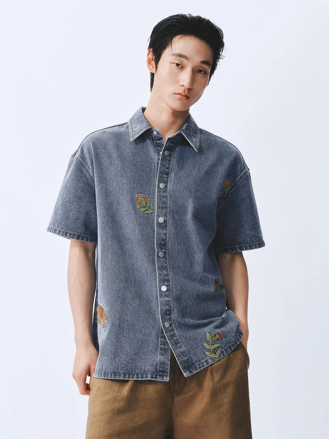 Denim Short Sleeve Shirts sold by Urban Revivo