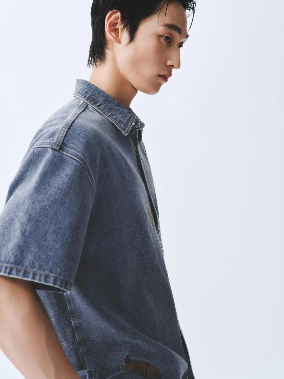 Denim Short Sleeve Shirts sold by Urban Revivo product image thumbnail 3