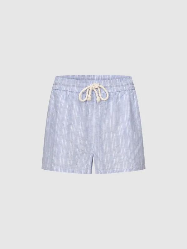 Striped Drawstring Shorts sold by Urban Revivo