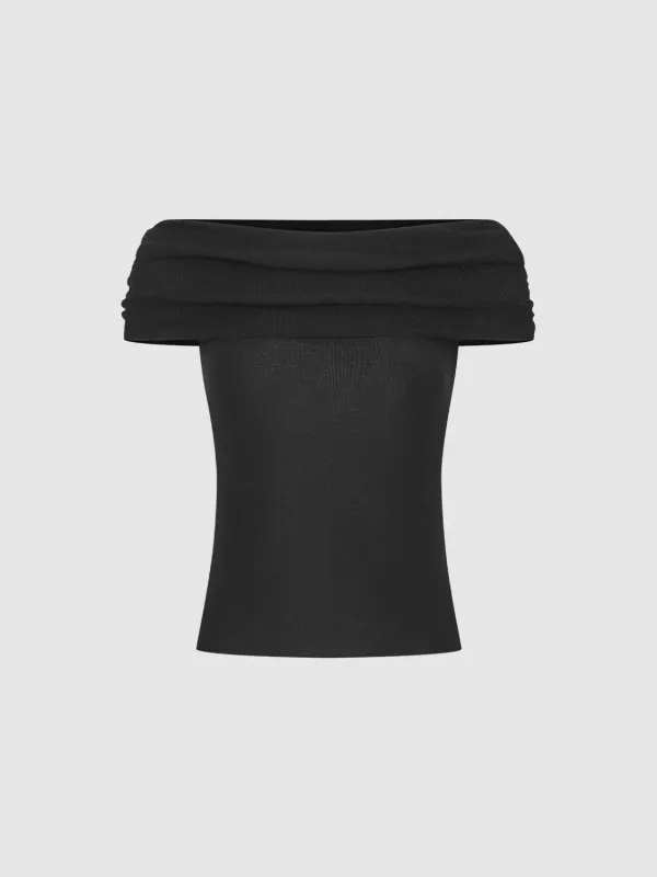 Off Shoulder Knitted T-Shirts sold by Urban Revivo
