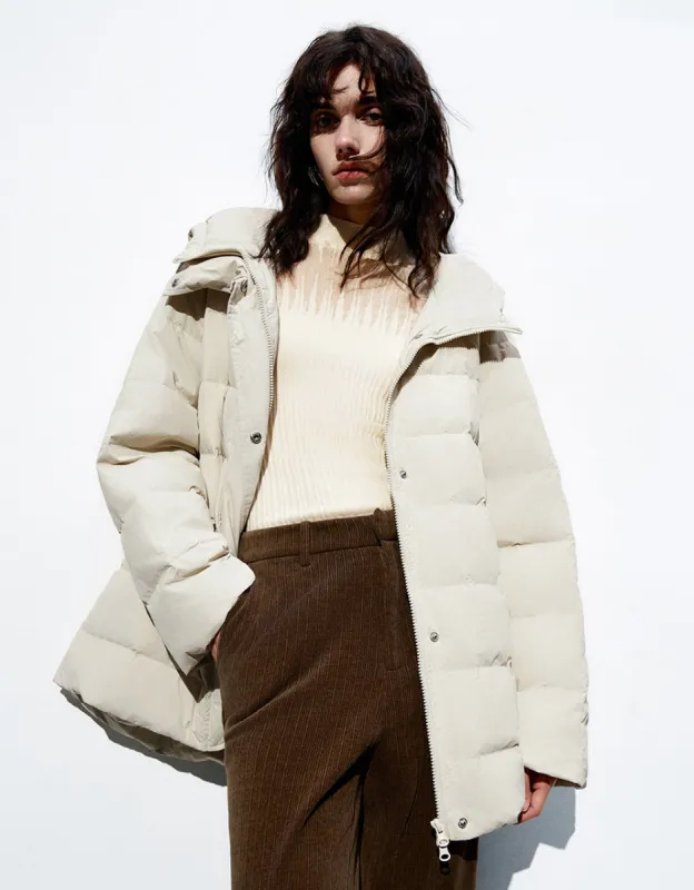 Straight Hooded Down Jacket sold by Urban Revivo