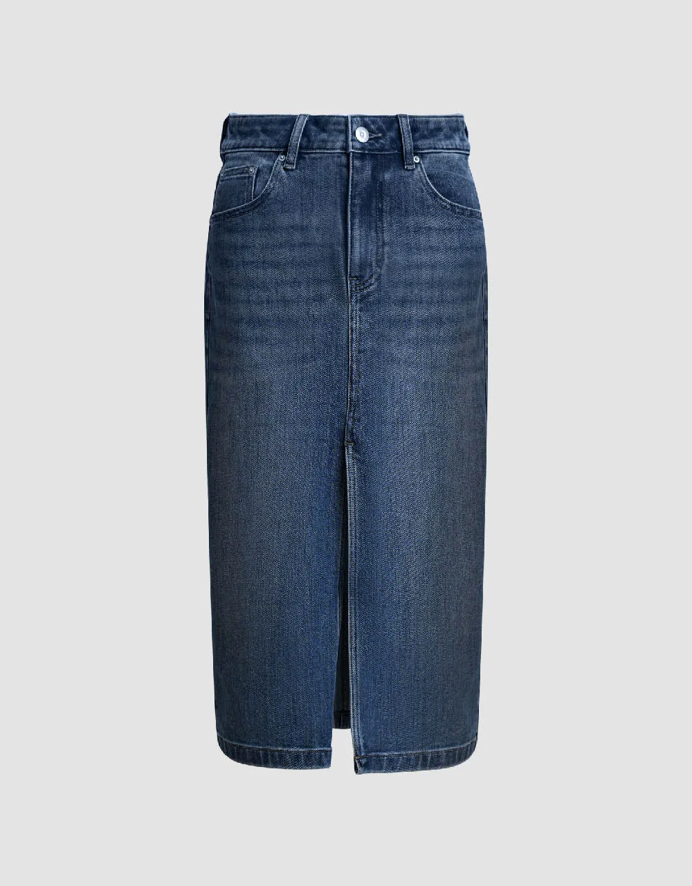 Split Hem Midi Straight Denim Skirt sold by Urban Revivo