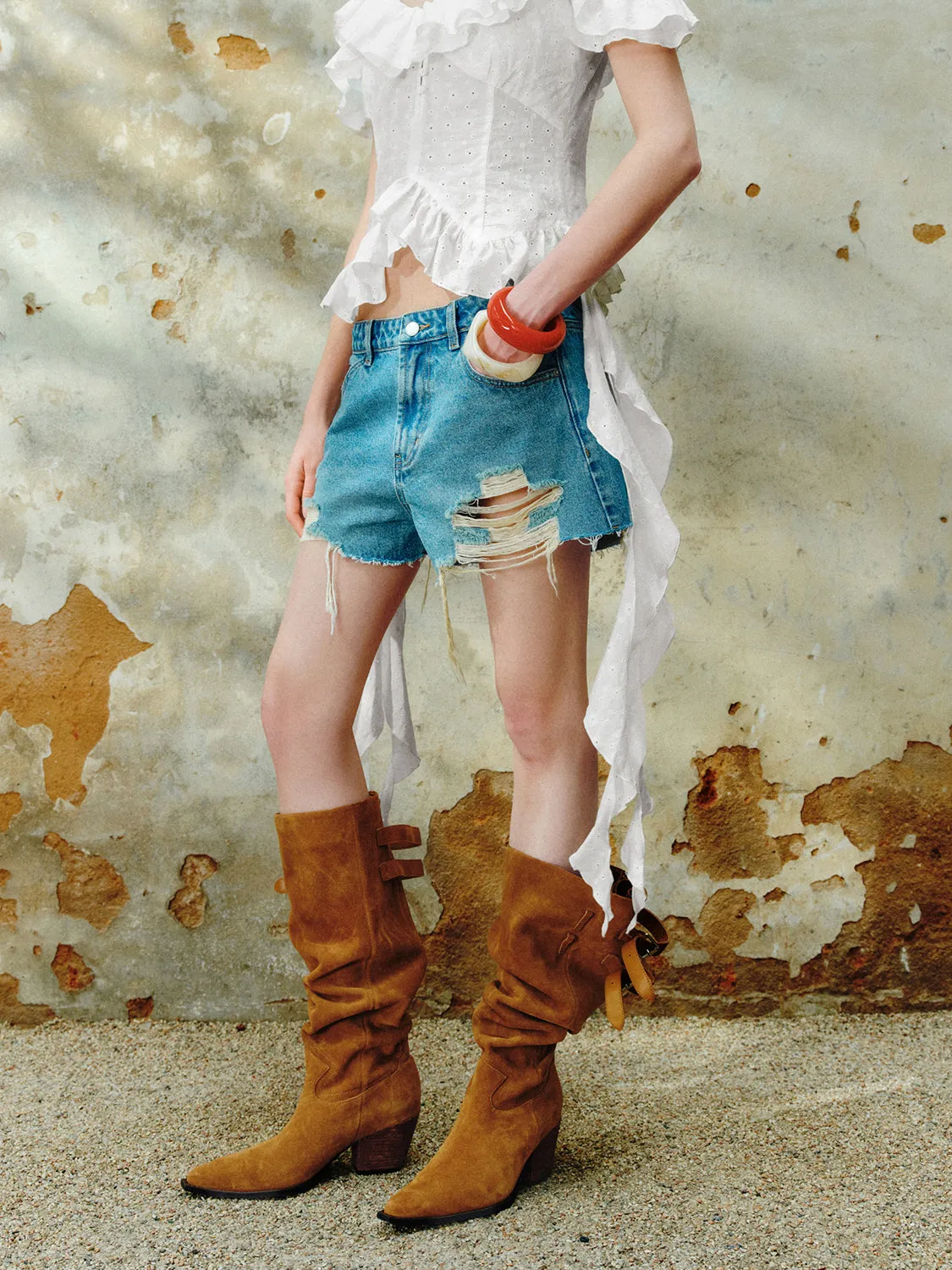 Ripped Denim Shorts sold by Urban Revivo product image thumbnail 3