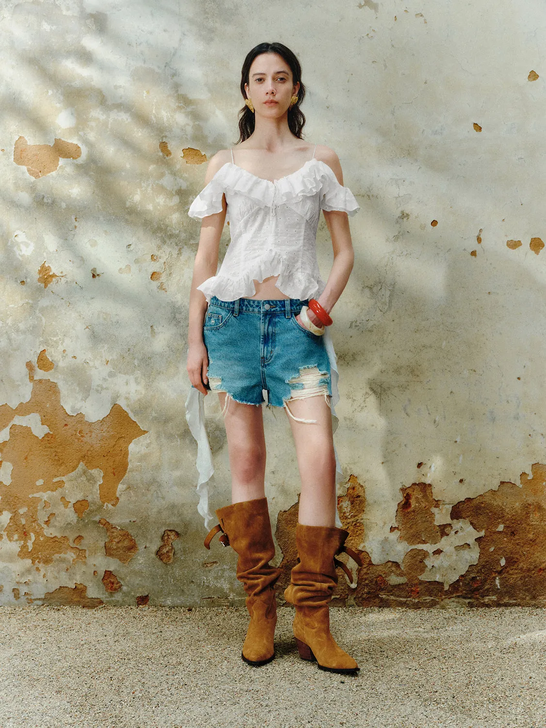 Ripped Denim Shorts sold by Urban Revivo product image thumbnail 4