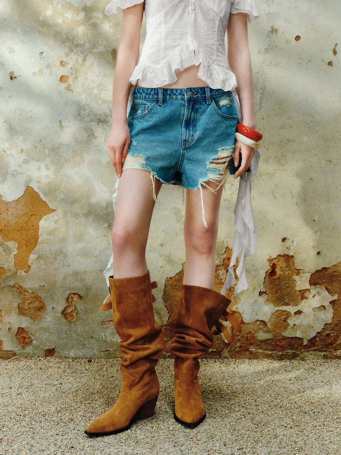 Ripped Denim Shorts sold by Urban Revivo product image thumbnail 2