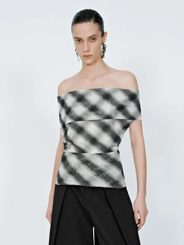 Off Shoulder Plaid Blouses sold by Urban Revivo