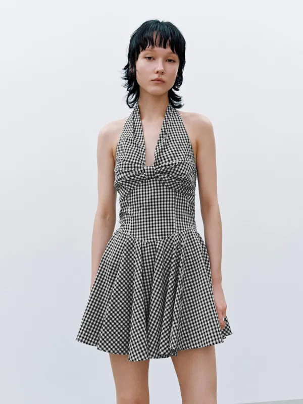 Halter Neck Plaid Mini Dresses sold by Urban Revivo