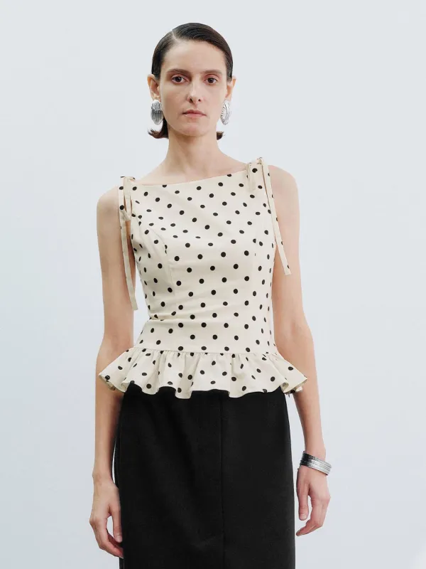 Ruffle Polka Dot Overhead Blouses sold by Urban Revivo