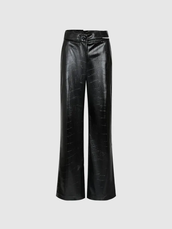 Vegan Leather Straight Pants sold by Urban Revivo
