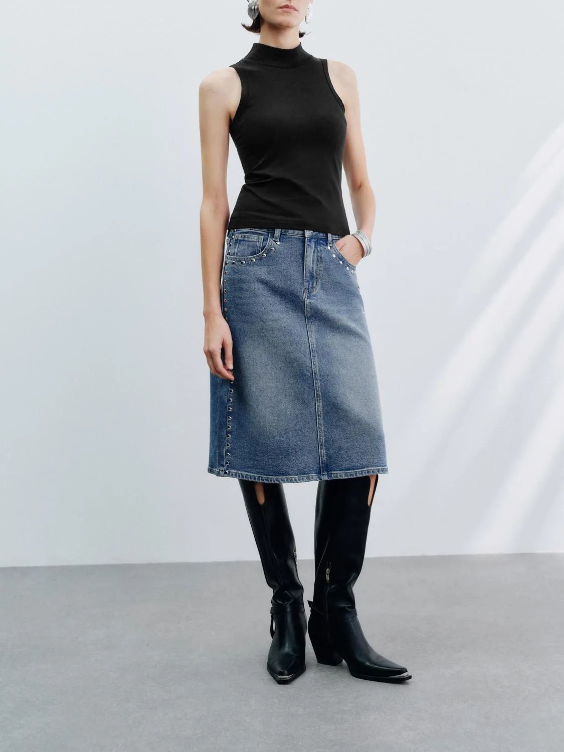 Denim Midi Skirts sold by Urban Revivo product image thumbnail 3