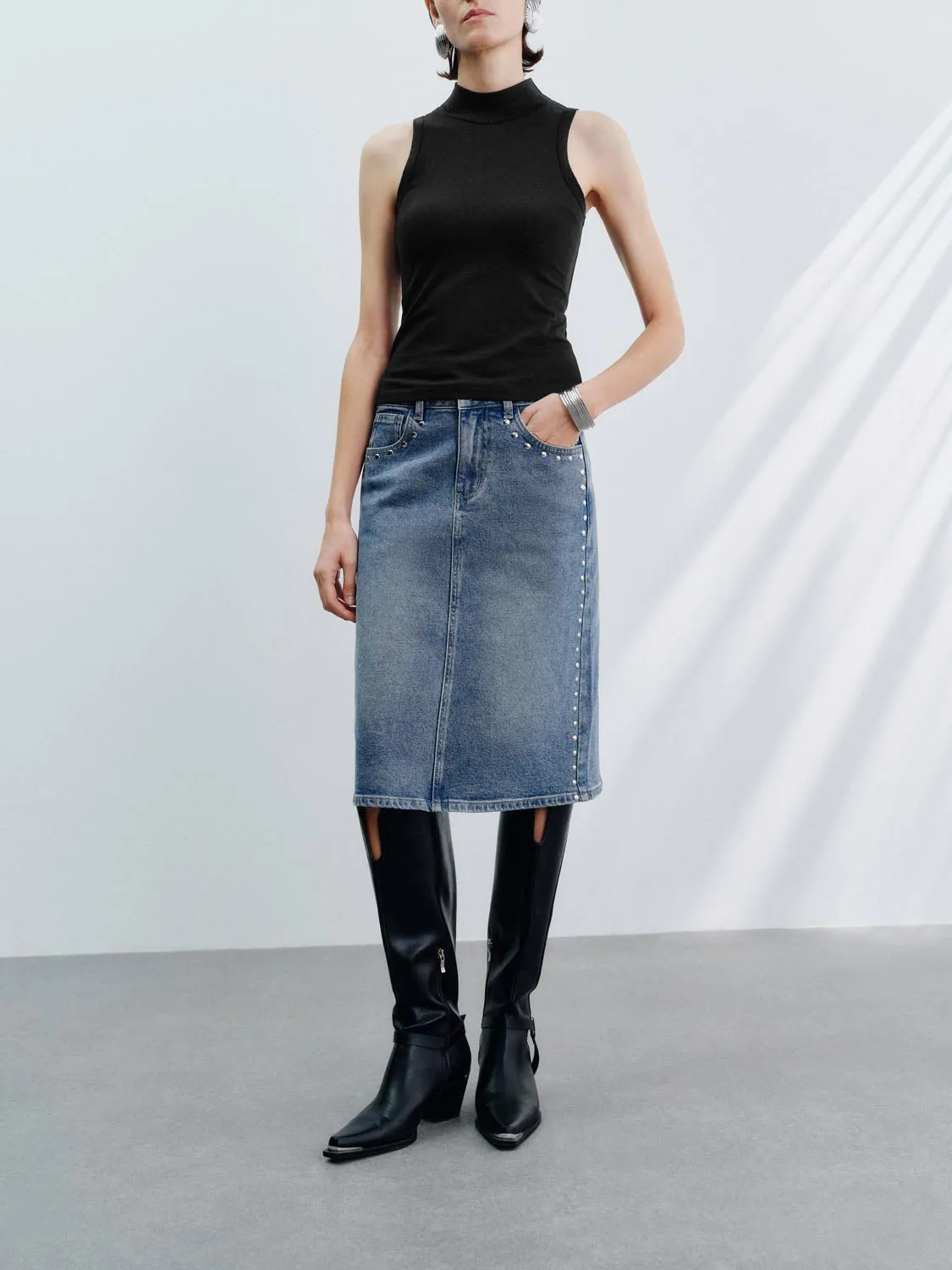 Denim Midi Skirts sold by Urban Revivo product image thumbnail 2