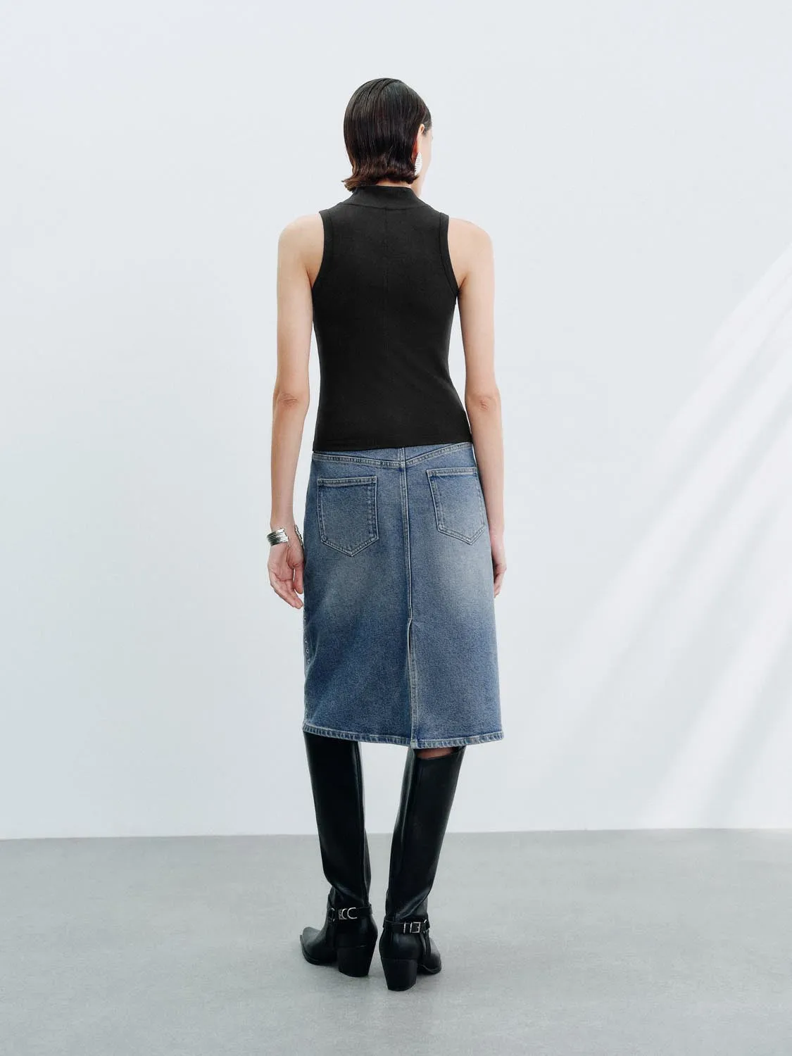 Denim Midi Skirts sold by Urban Revivo product image thumbnail 4