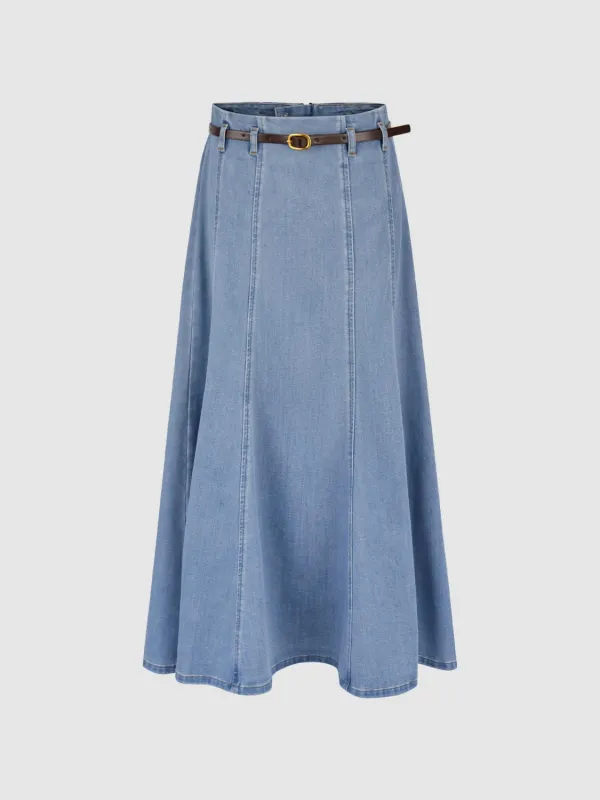 Denim Maxi Skirts sold by Urban Revivo
