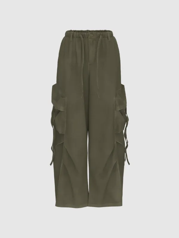 Flap Pocket Wide-Leg Pants sold by Urban Revivo