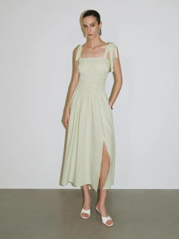 Tie Up Plaid Maxi Dresses made by Urban Revivo