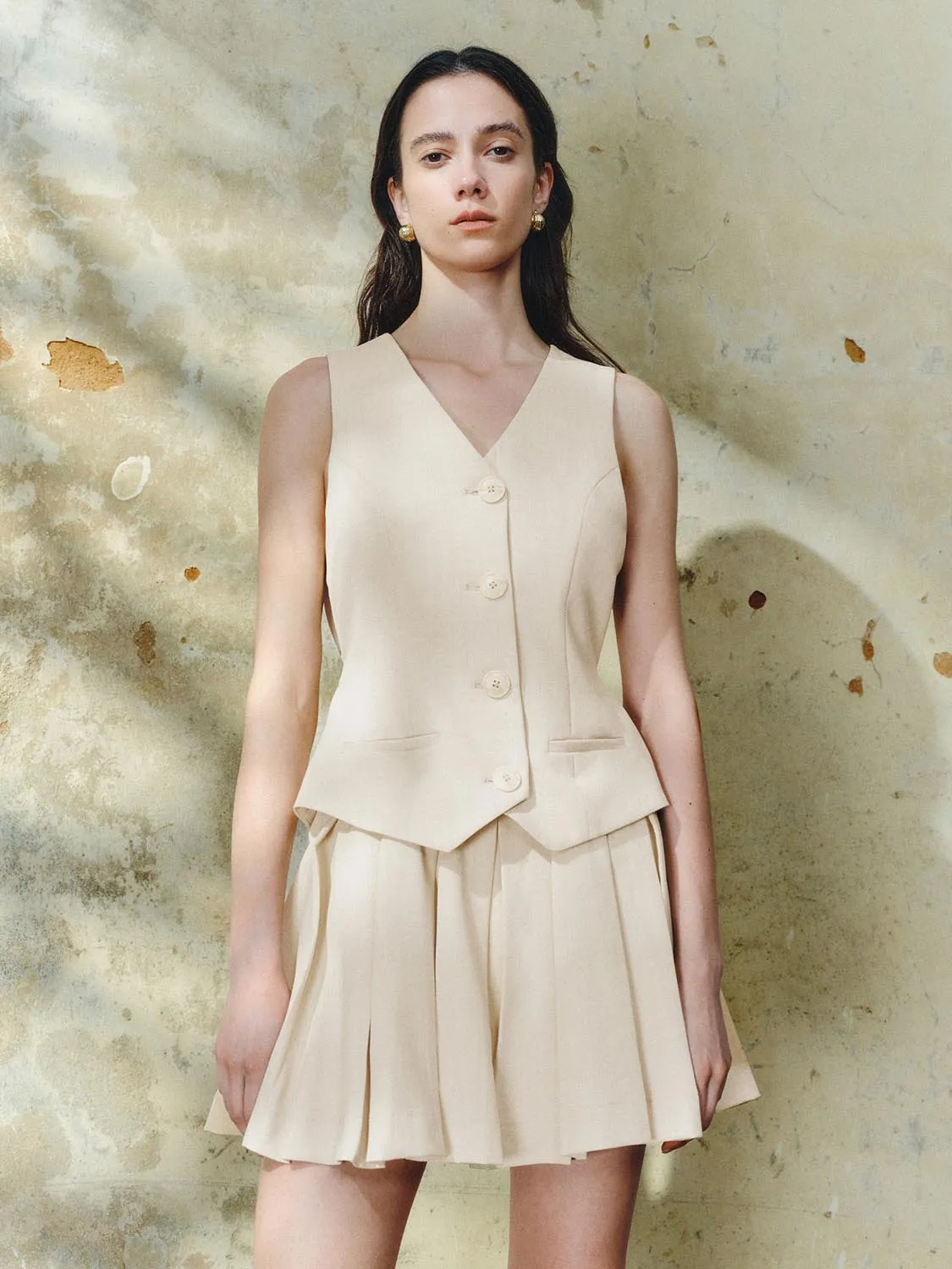 Waistcoat Pleated A-Line Mini Dresses sold by Urban Revivo