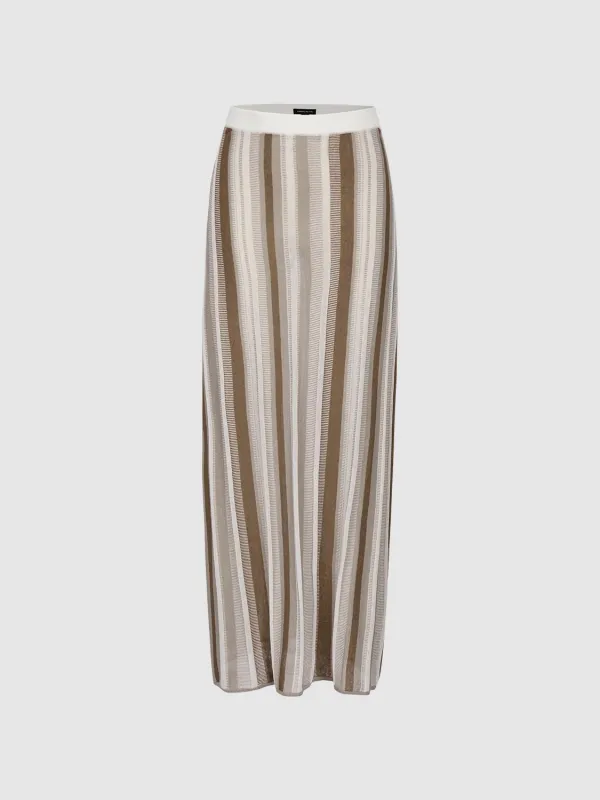 Knitted Striped Maxi Skirts sold by Urban Revivo