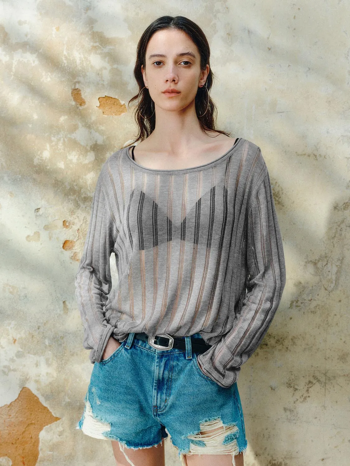 Sheer Knitted T-Shirts sold by Urban Revivo