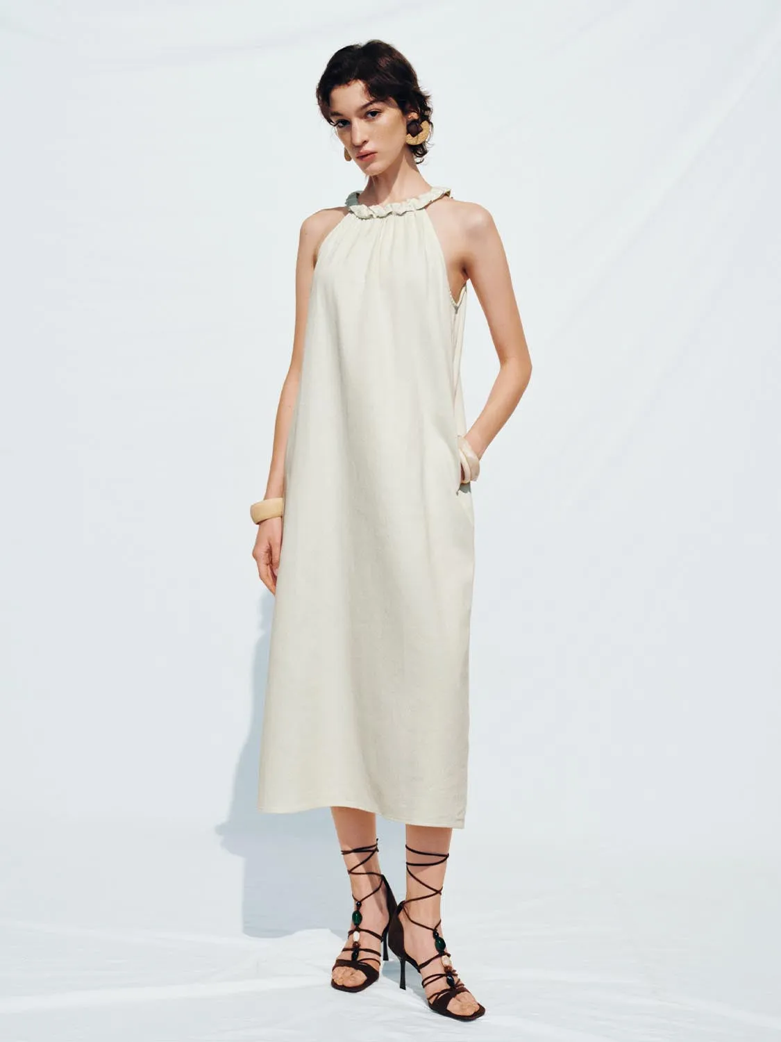 Halter Neck Sleeveless A-Line Maxi Dresses sold by Urban Revivo