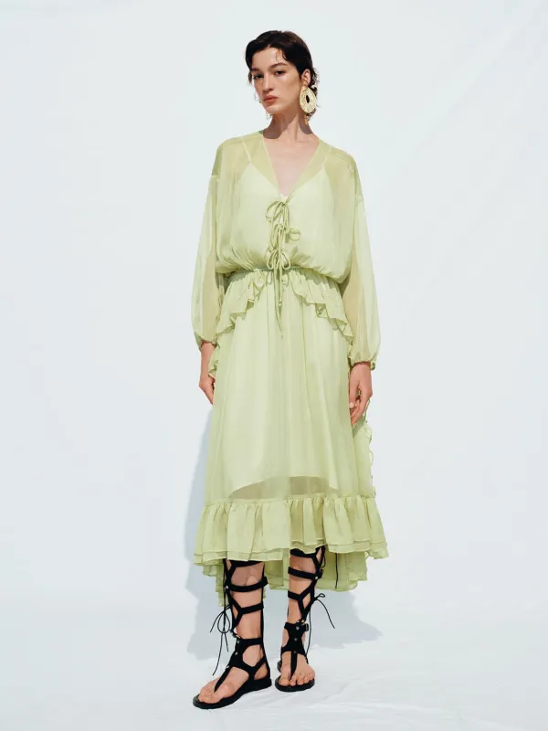 Ruffle A-Line Maxi Dresses sold by Urban Revivo