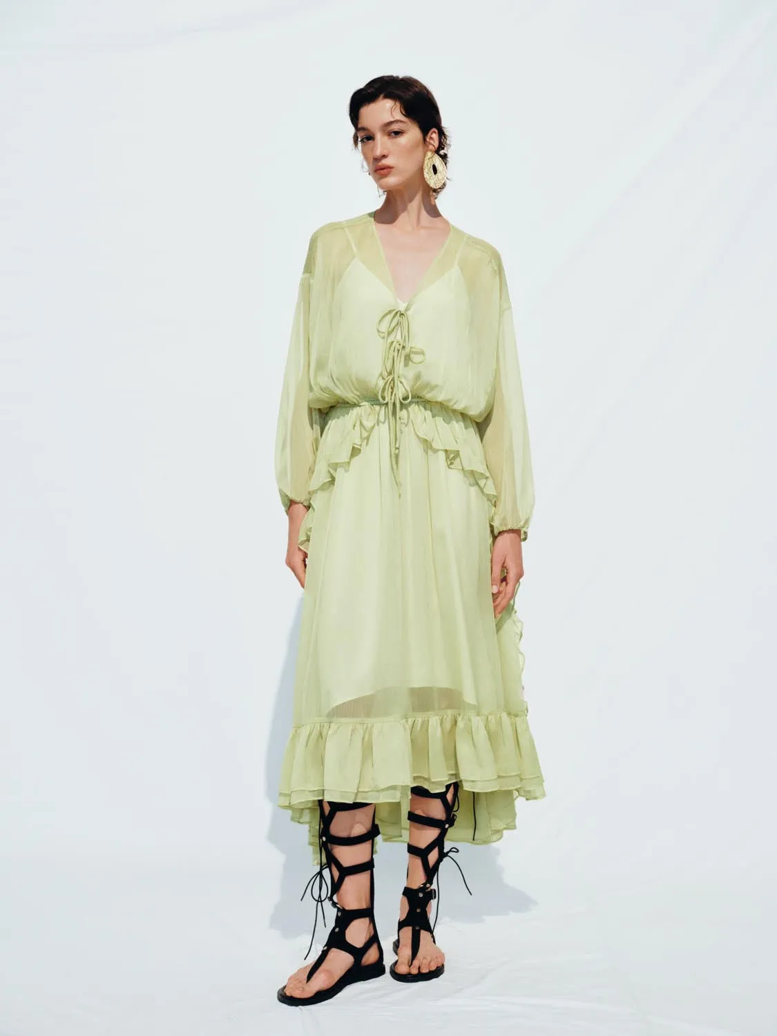 Ruffle A-Line Maxi Dresses sold by Urban Revivo product image thumbnail 4