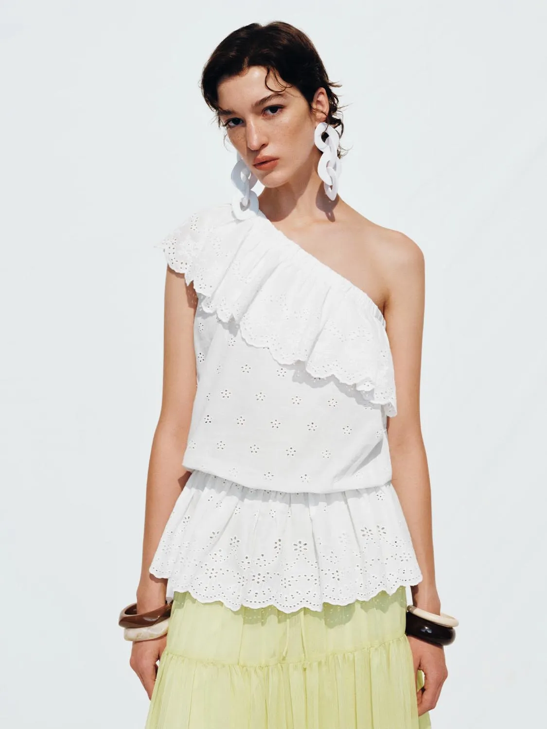One Shoulder Ruffle Blouses sold by Urban Revivo