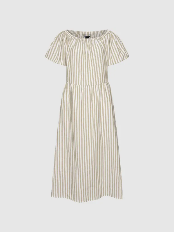 Striped A-Line Maxi Dresses sold by Urban Revivo
