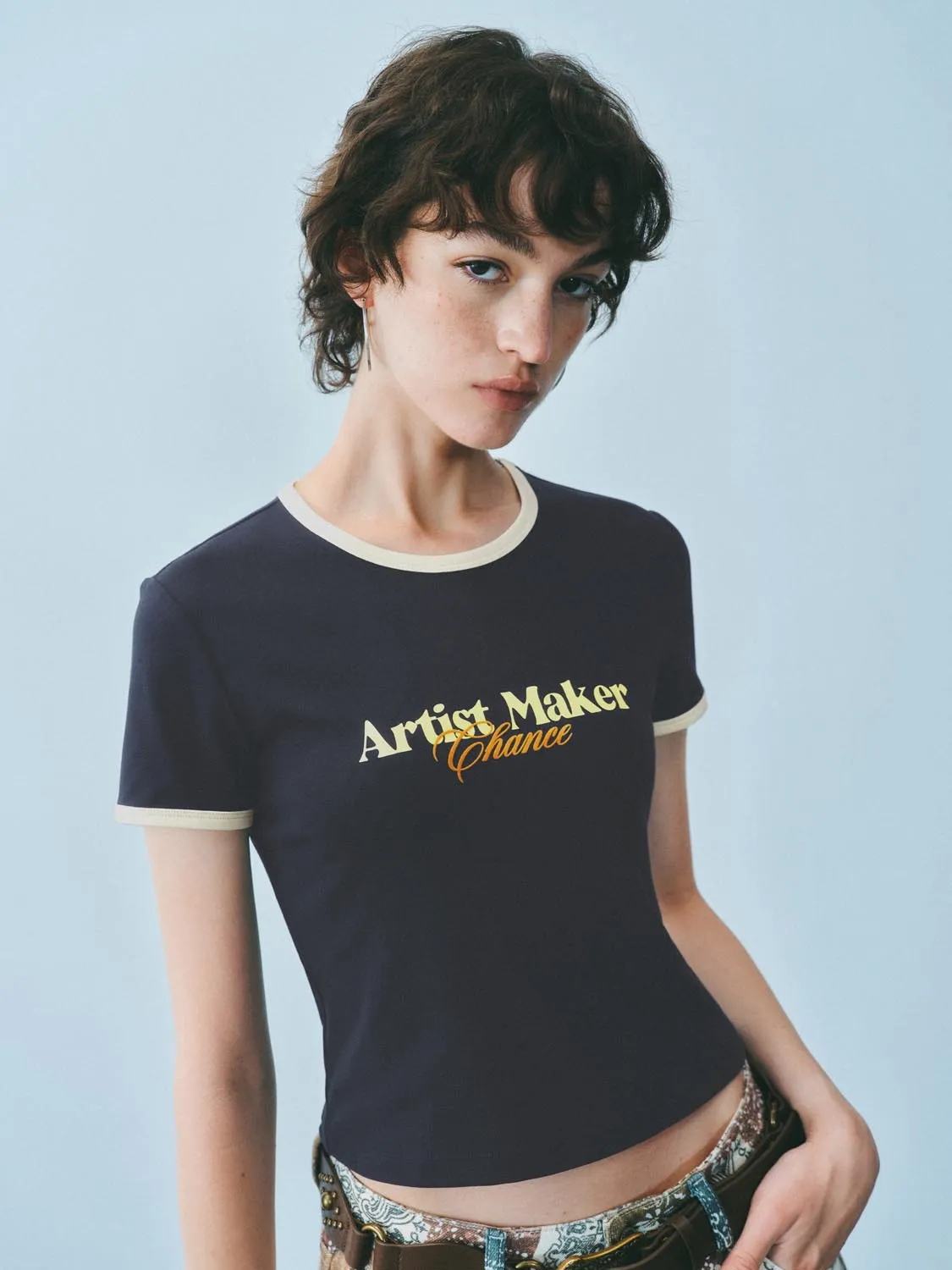 Short Sleeve Cropped T-Shirts sold by Urban Revivo product image thumbnail 2