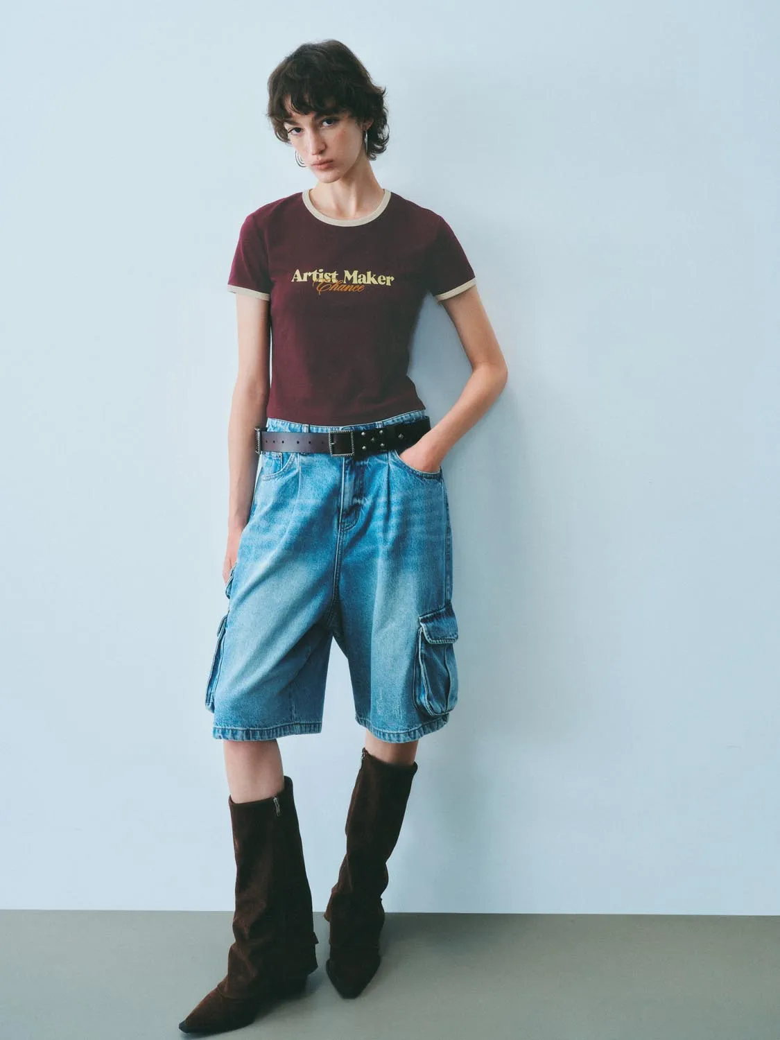 Short Sleeve Cropped T-Shirts sold by Urban Revivo product image thumbnail 5