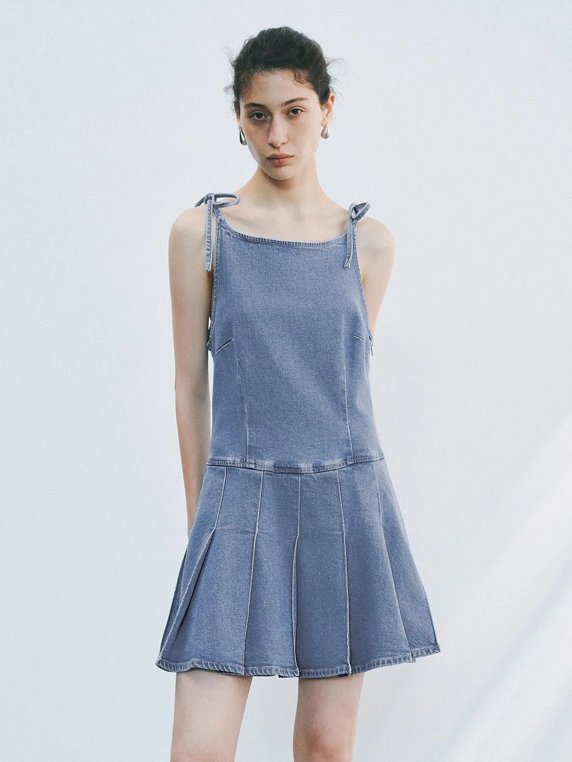 Tie Up Front Denim Mini Dresses sold by Urban Revivo