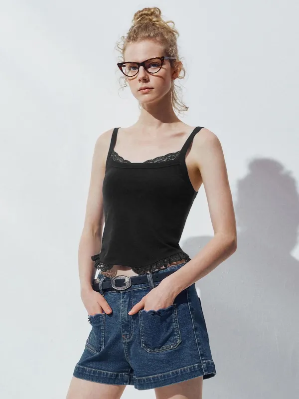 Lace Trim Strap Tops sold by Urban Revivo