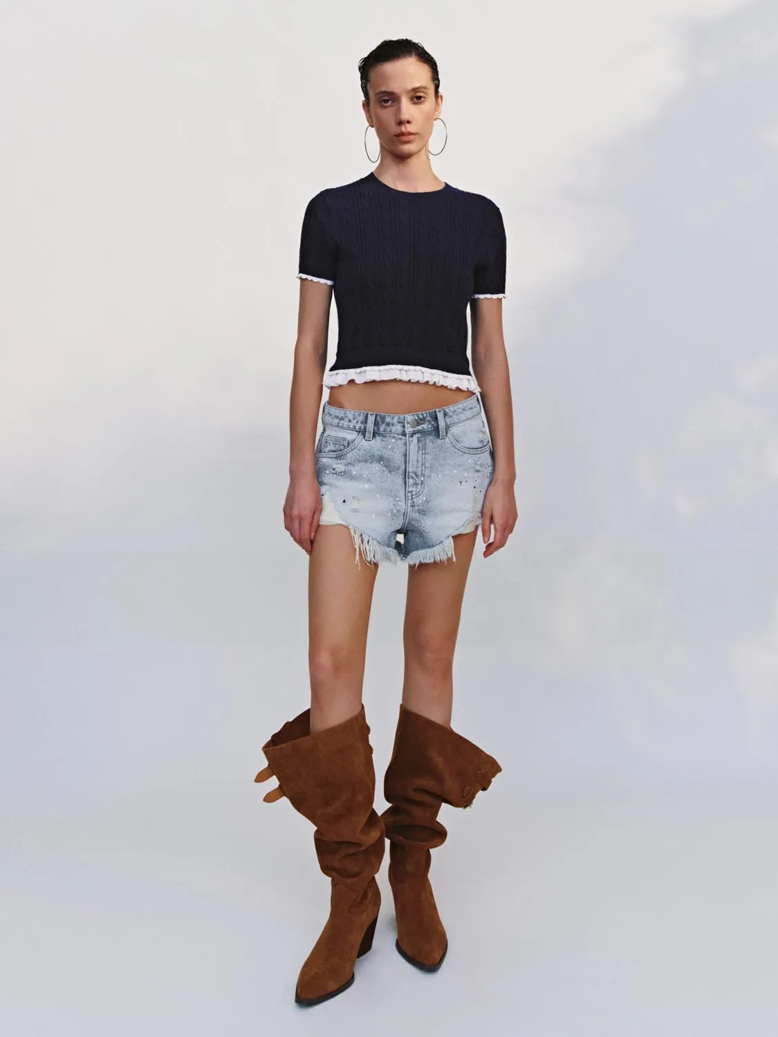 Lettuce Trim Knitted T-Shirts sold by Urban Revivo product image thumbnail 4