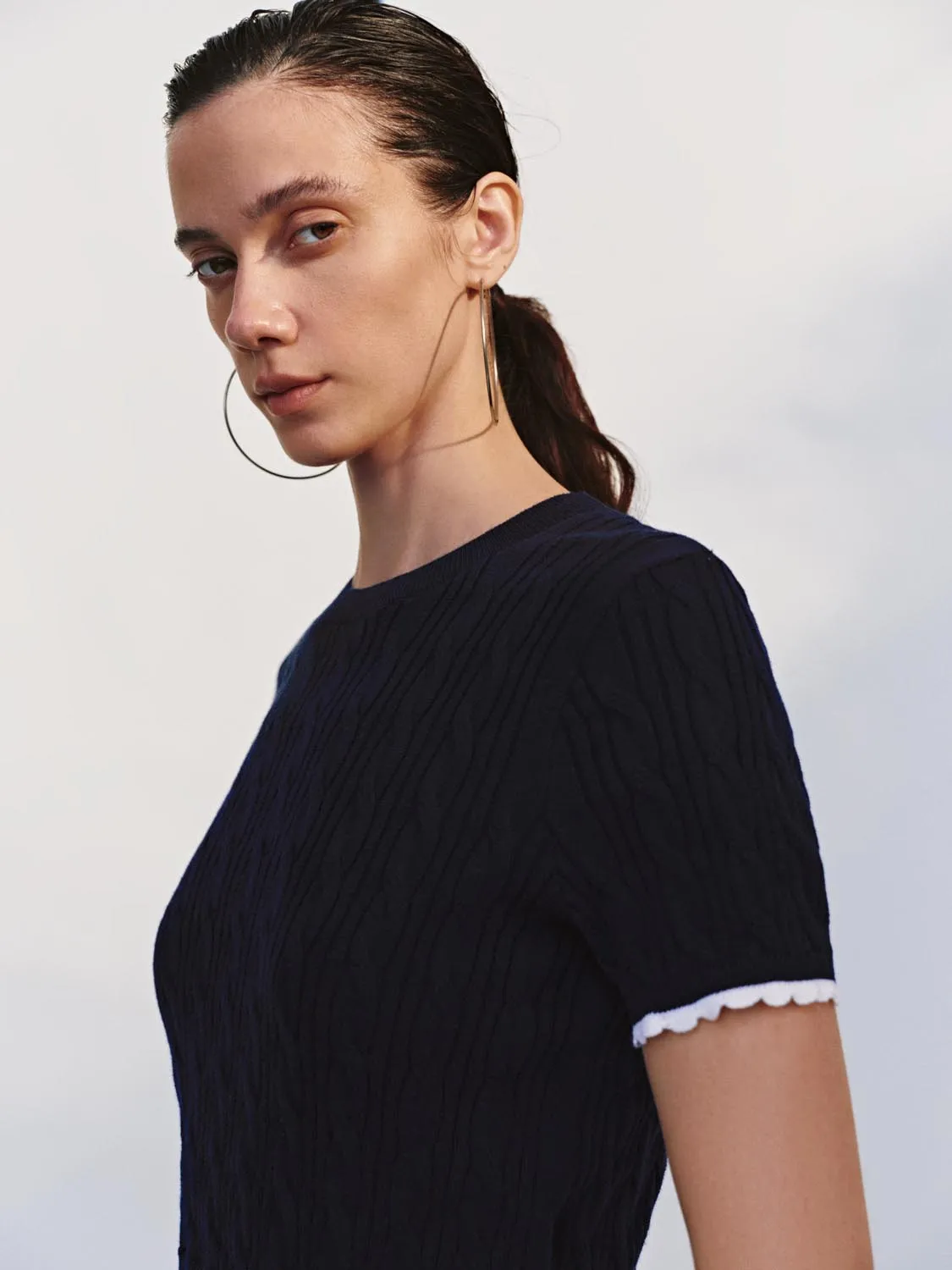 Lettuce Trim Knitted T-Shirts sold by Urban Revivo product image thumbnail 3