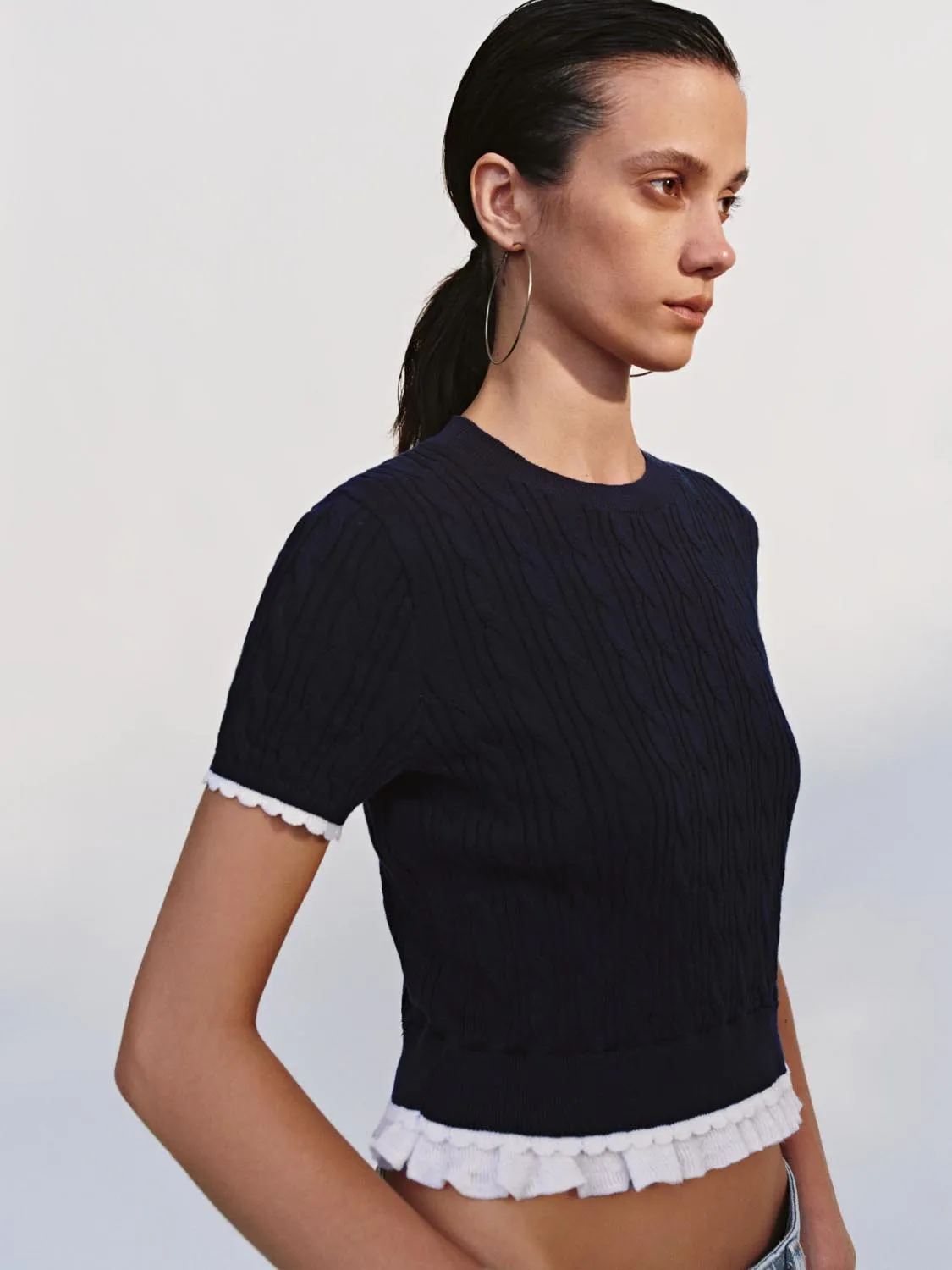 Lettuce Trim Knitted T-Shirts sold by Urban Revivo product image thumbnail 2