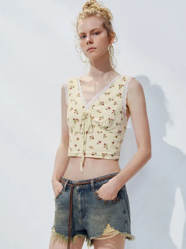 Floral Plunge Tops sold by Urban Revivo