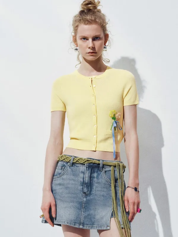 Flower Decor Knitted Cardigans sold by Urban Revivo