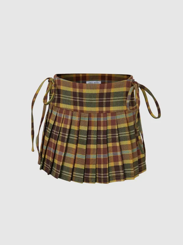 Plaid Pleated Mini Skirts sold by Urban Revivo