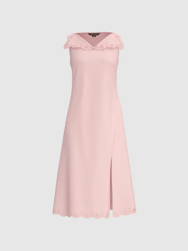 Frill Lapel A-Line Maxi Dresses sold by Urban Revivo