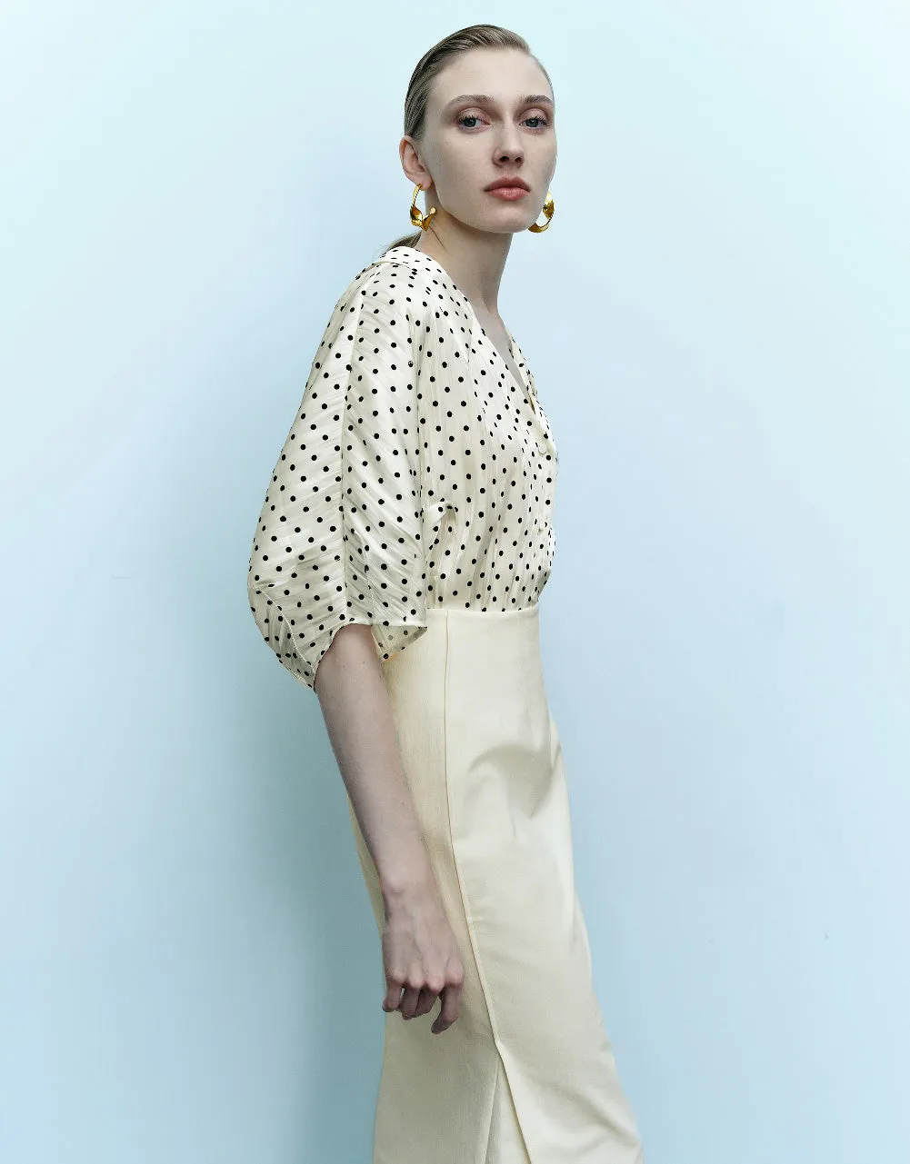 Polka Dot V-Neck Shirt sold by Urban Revivo product image thumbnail 3