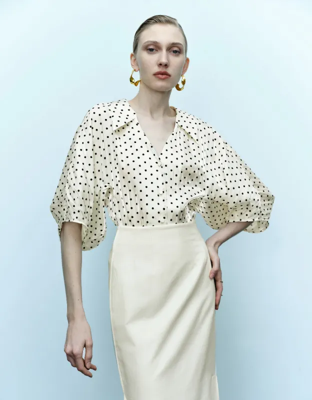 Polka Dot V-Neck Shirt sold by Urban Revivo