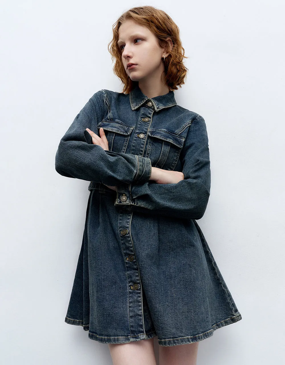 A-Line Denim Dress sold by Urban Revivo