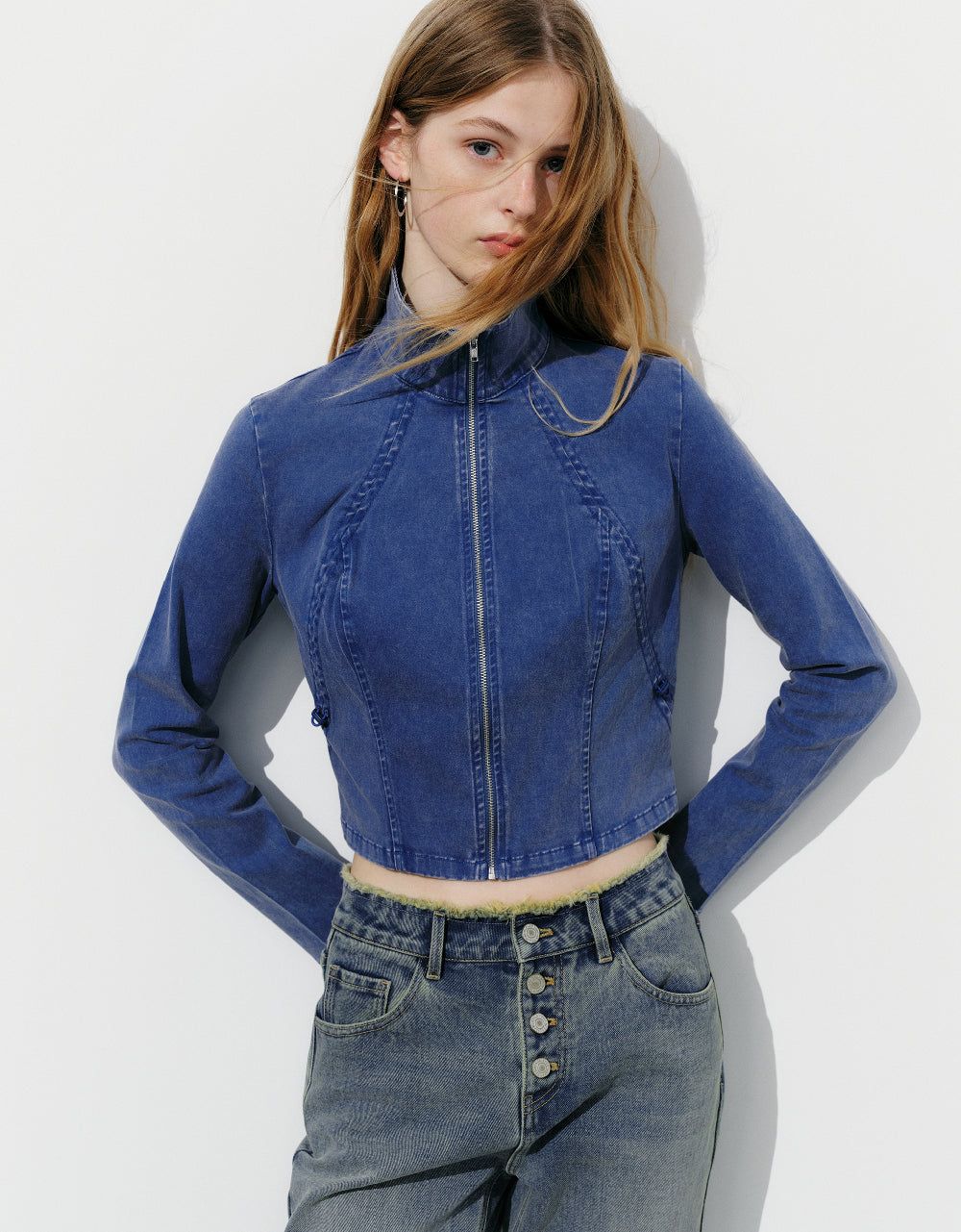 Zipper Front Skinny Shirt sold by Urban Revivo