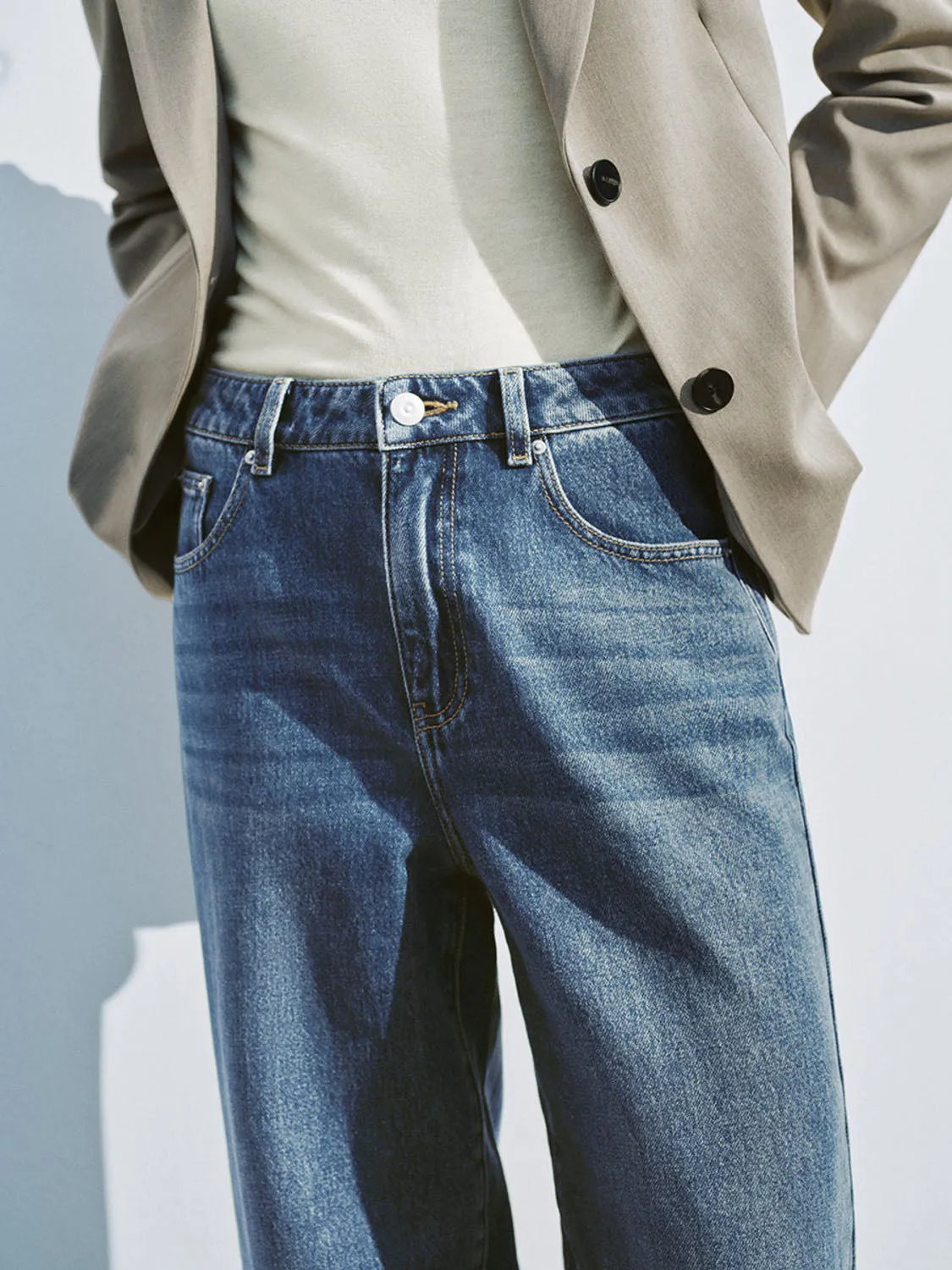 Denim Wide-Leg Jeans sold by Urban Revivo product image thumbnail 4