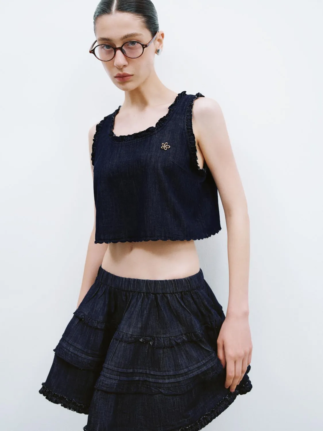 Denim Frilled Shirts sold by Urban Revivo product image thumbnail 2